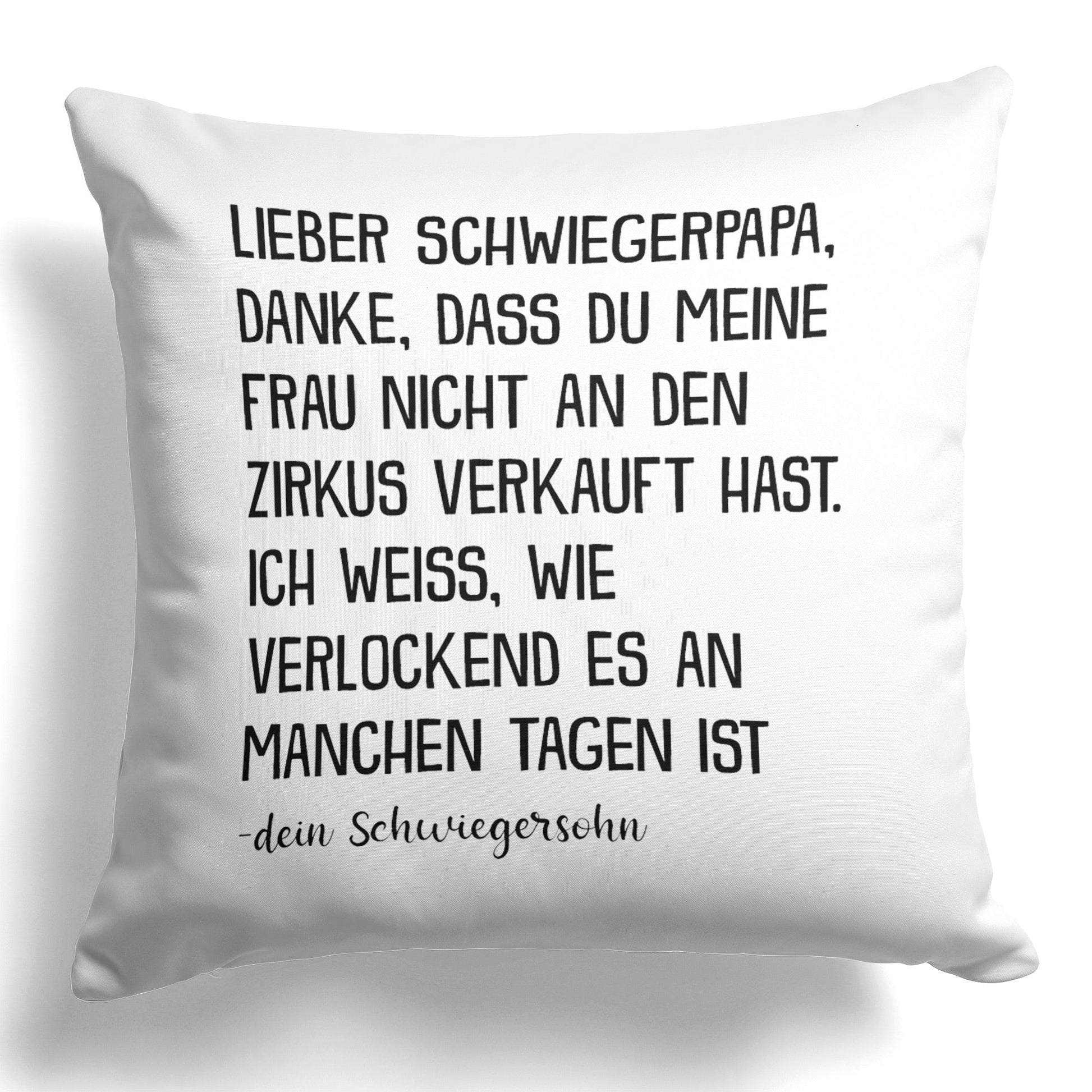 22Feels® Schwiegervater Geschenk vom Schwiegersohn bzw. Bräutigam - Kissen mit Spruch (Weiss 40x40cm)-Kissen Weiss 40x40-22Feels