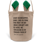 22Feels® Schwiegerpapa Osterkorb von Schwiegersohn mit Henkel Ostergeschenk Tragetasche Ostern Deko Osternest Körbchen Hasenohren (Beige/Grün)-Ostern Tragetasche-22Feels