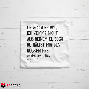 22Feels® Stiefvater Geschenk - Kissen mit Spruch (Weiss 40x40cm)-Kissen Weiss 40x40-22Feels