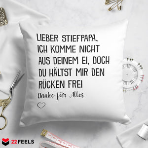 22Feels® Stiefvater Geschenk - Kissen mit Spruch (Weiss 40x40cm)-Kissen Weiss 40x40-22Feels