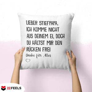 22Feels® Stiefvater Geschenk - Kissen mit Spruch (Weiss 40x40cm)-Kissen Weiss 40x40-22Feels
