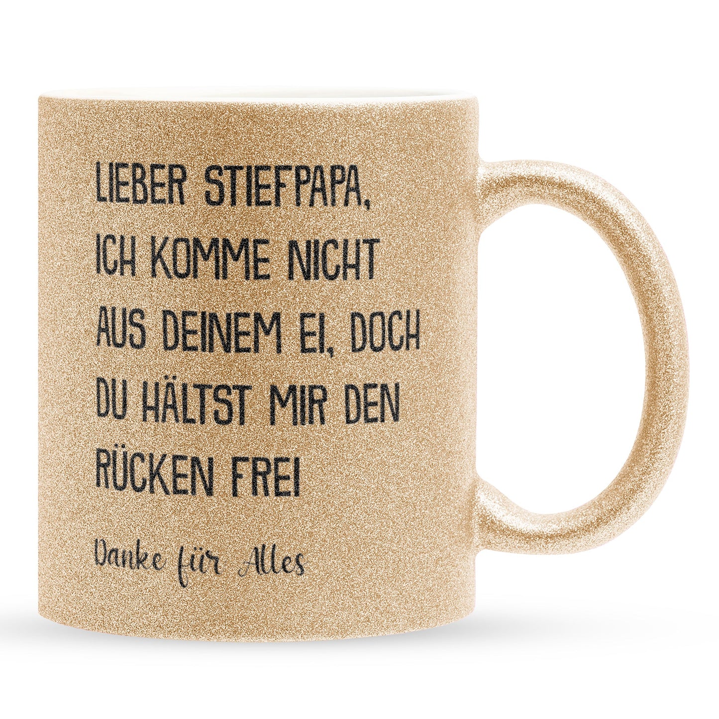 22Feels® Stiefvater Geschenk - Glitzertasse mit Spruch (Gold, 320ml)-Glitzertasse Gold 320ml-22Feels