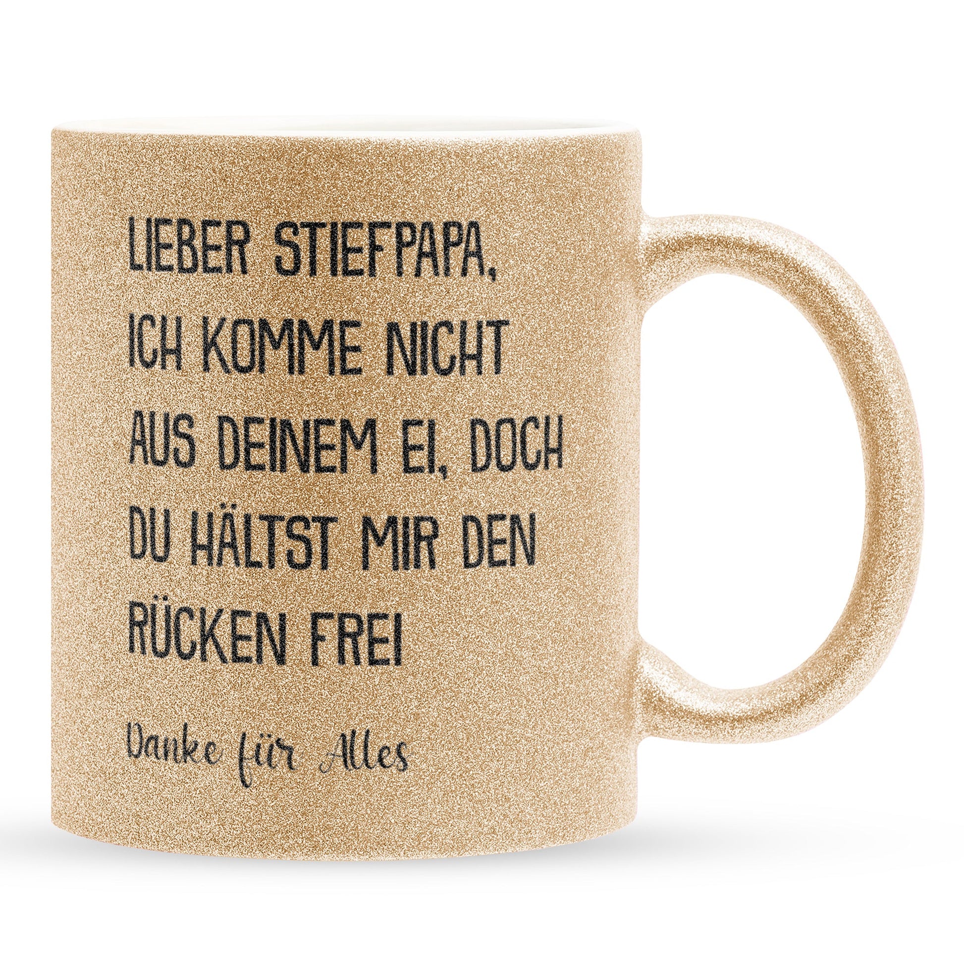 22Feels® Stiefvater Geschenk - Glitzertasse mit Spruch (Gold, 320ml)-Glitzertasse Gold 320ml-22Feels