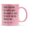 22Feels® Stiefvater Geschenk - Glitzertasse mit Spruch (Pink, 320ml)-Glitzertasse Pink 320ml-22Feels