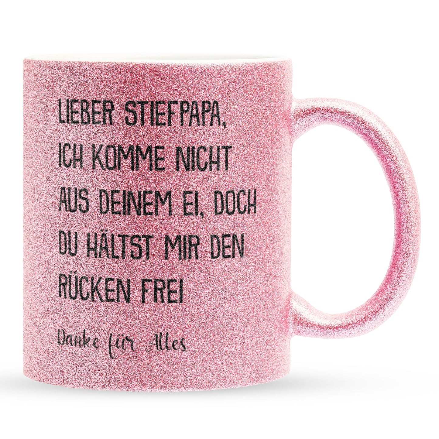 22Feels® Stiefvater Geschenk - Glitzertasse mit Spruch (Pink, 320ml)-Glitzertasse Pink 320ml-22Feels