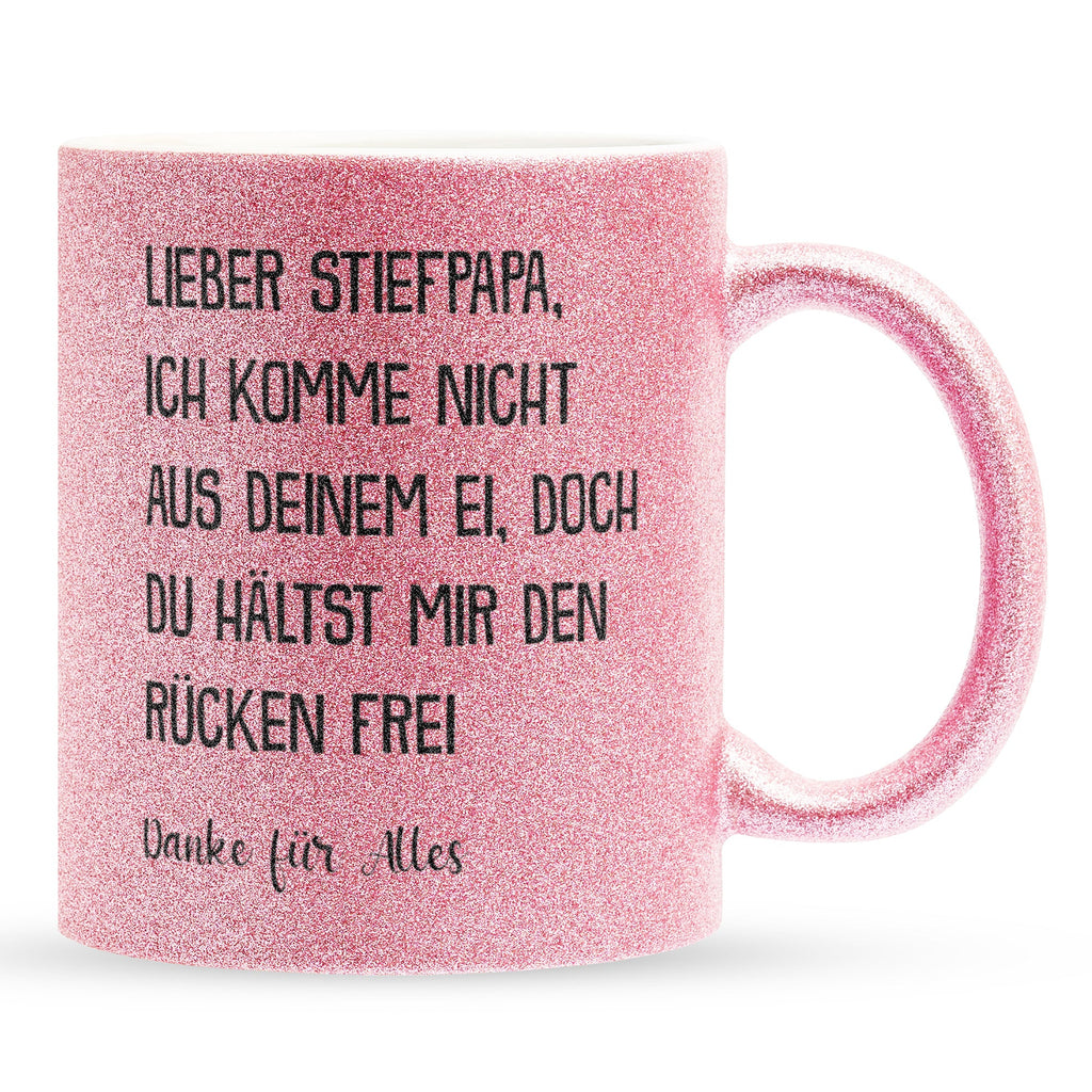 22Feels® Stiefvater Geschenk - Glitzertasse mit Spruch (Pink, 320ml)-Glitzertasse Pink 320ml-22Feels