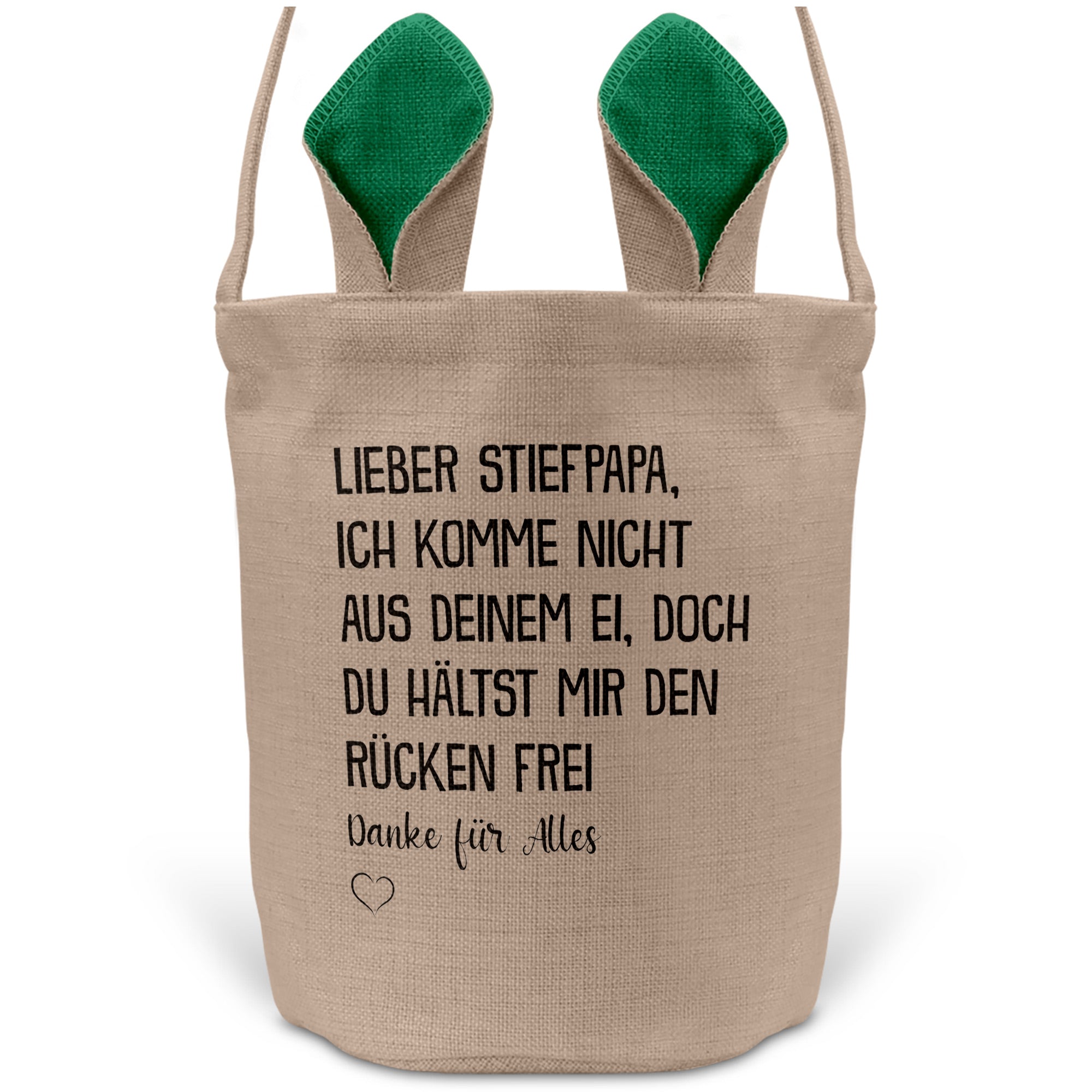 22Feels® Stiefpapa Stiefvater Osterkorb mit Henkel Ostergeschenk Tragetasche Ostern Deko Osternest Körbchen Hasenohren (Beige/Grün)-Ostern Tragetasche-22Feels