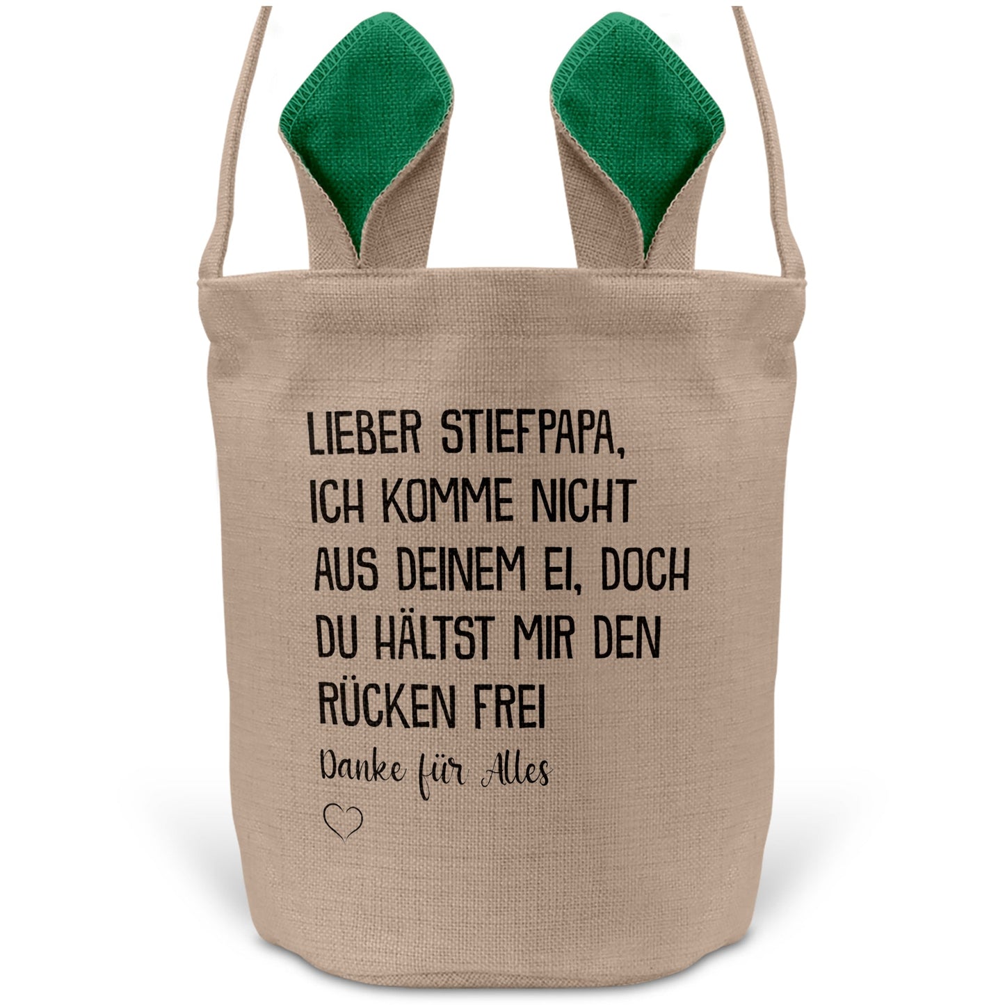 22Feels® Stiefpapa Stiefvater Osterkorb mit Henkel Ostergeschenk Tragetasche Ostern Deko Osternest Körbchen Hasenohren (Beige/Grün)-Ostern Tragetasche-22Feels