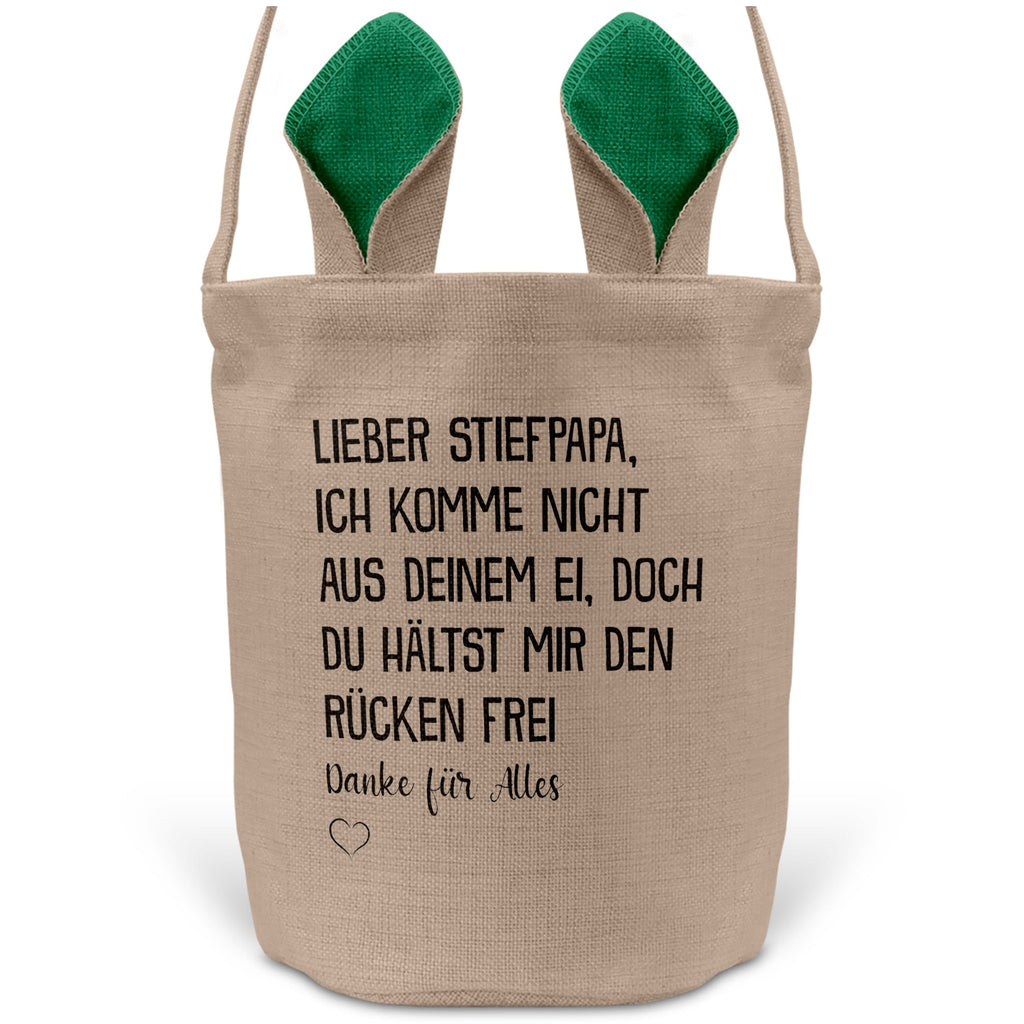 22Feels® Stiefpapa Stiefvater Osterkorb mit Henkel Ostergeschenk Tragetasche Ostern Deko Osternest Körbchen Hasenohren (Beige/Grün)-Ostern Tragetasche-22Feels