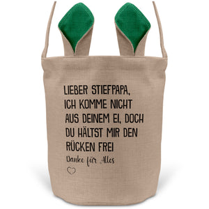 22Feels® Stiefpapa Stiefvater Osterkorb mit Henkel Ostergeschenk Tragetasche Ostern Deko Osternest Körbchen Hasenohren (Beige/Grün)-Ostern Tragetasche-22Feels