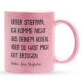 22Feels® Stiefvater Geschenk von Stiefsohn - Glitzertasse mit Spruch (Pink, 320ml)-Glitzertasse Pink 320ml-22Feels