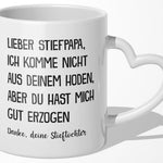 22Feels® Stiefvater Geschenk von Stieftochter - Tasse mit Spruch: Du hast mich gut erzogen (Herzhenkel, Weiss, 320ml)-Tasse Weiss Herzhenkel 320ml-22Feels