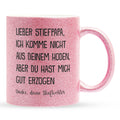 22Feels® Stiefvater Geschenk von Stieftochter - Glitzertasse mit Spruch (Pink, 320ml)-Glitzertasse Pink 320ml-22Feels