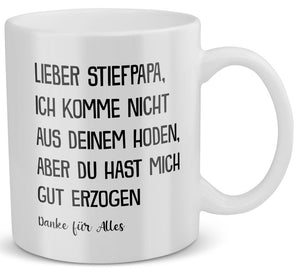 22Feels® Geschenk für Stiefpapas - Tasse mit Spruch: Gut Erzogen (Weiss, 320ml)-Weisse Tasse 320ml-22Feels