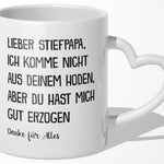 22Feels® Stiefvater Geschenk - Tasse mit Spruch: Danke für Alles (Herzhenkel, Weiss, 320ml)-Tasse Weiss Herzhenkel 320ml-22Feels