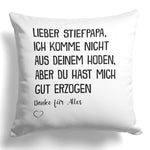 22Feels® Stiefvater Geschenk - Kissen mit Spruch (Weiss 40x40cm)-Kissen Weiss 40x40-22Feels