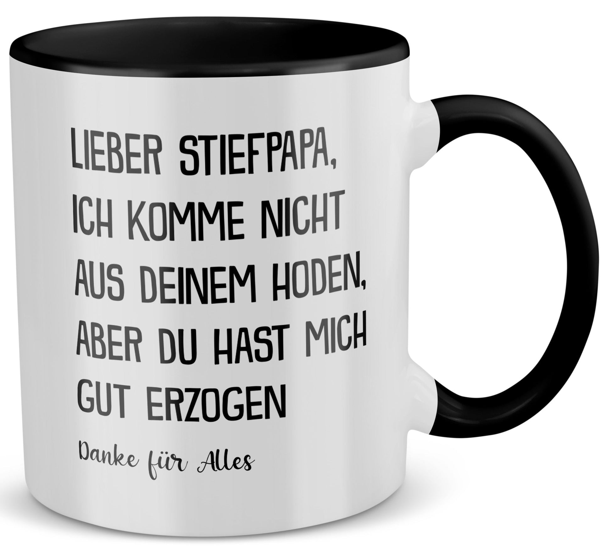 22Feels® Stiefvater Geschenk - Tasse mit Spruch (Weiss-Schwarz, 320ml)-TwoTone Tasse Weiss-Schwarz 320ml-22Feels
