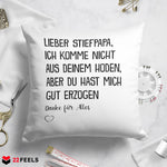 22Feels® Stiefvater Geschenk - Kissen mit Spruch (Weiss 40x40cm)-Kissen Weiss 40x40-22Feels