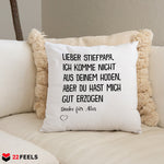 22Feels® Stiefvater Geschenk - Kissen mit Spruch (Weiss 40x40cm)-Kissen Weiss 40x40-22Feels