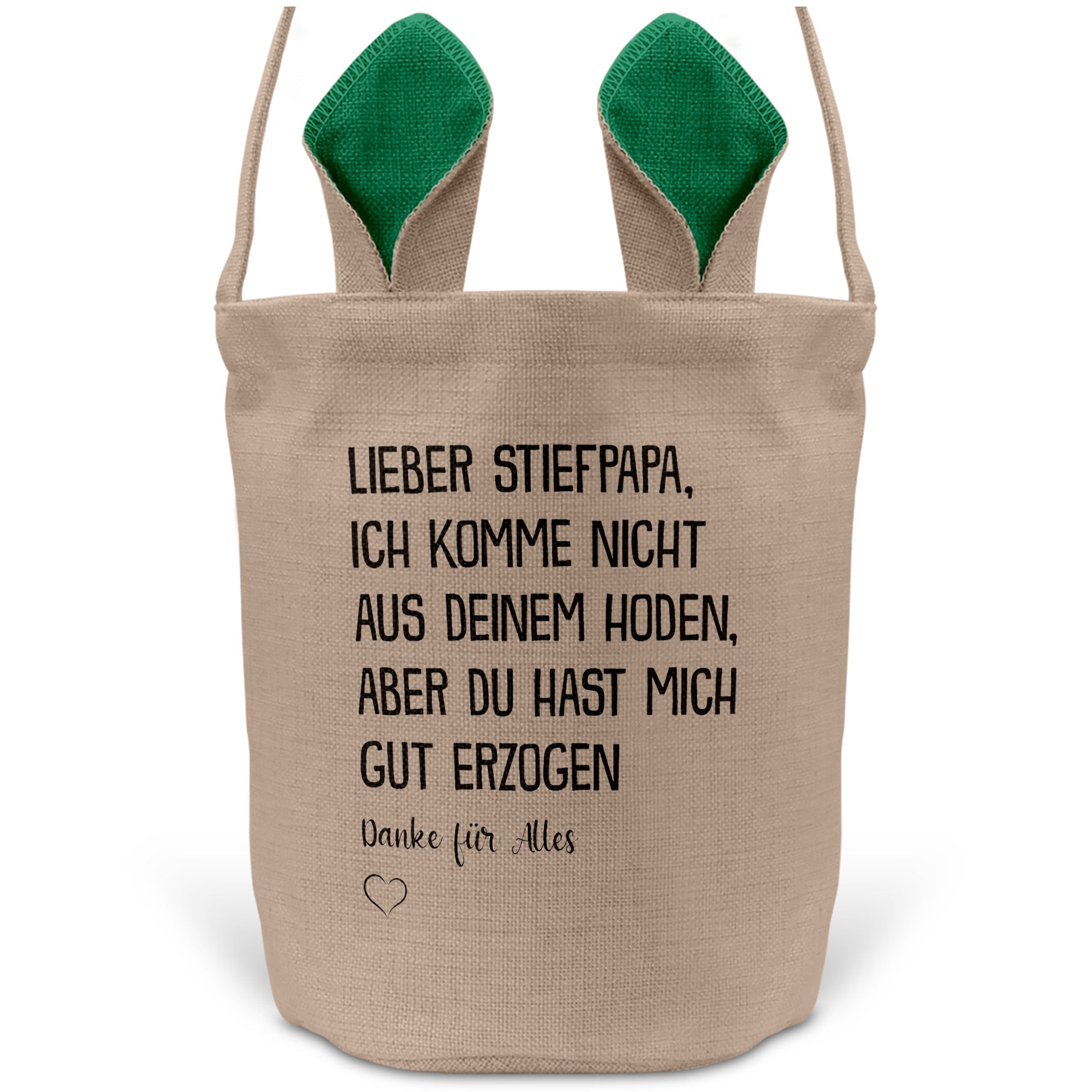 22Feels® Stiefpapa Stiefvater Osterkorb mit Henkel Ostergeschenk Tragetasche Ostern Deko Osternest Körbchen Hasenohren (Beige/Grün)-Ostern Tragetasche-22Feels