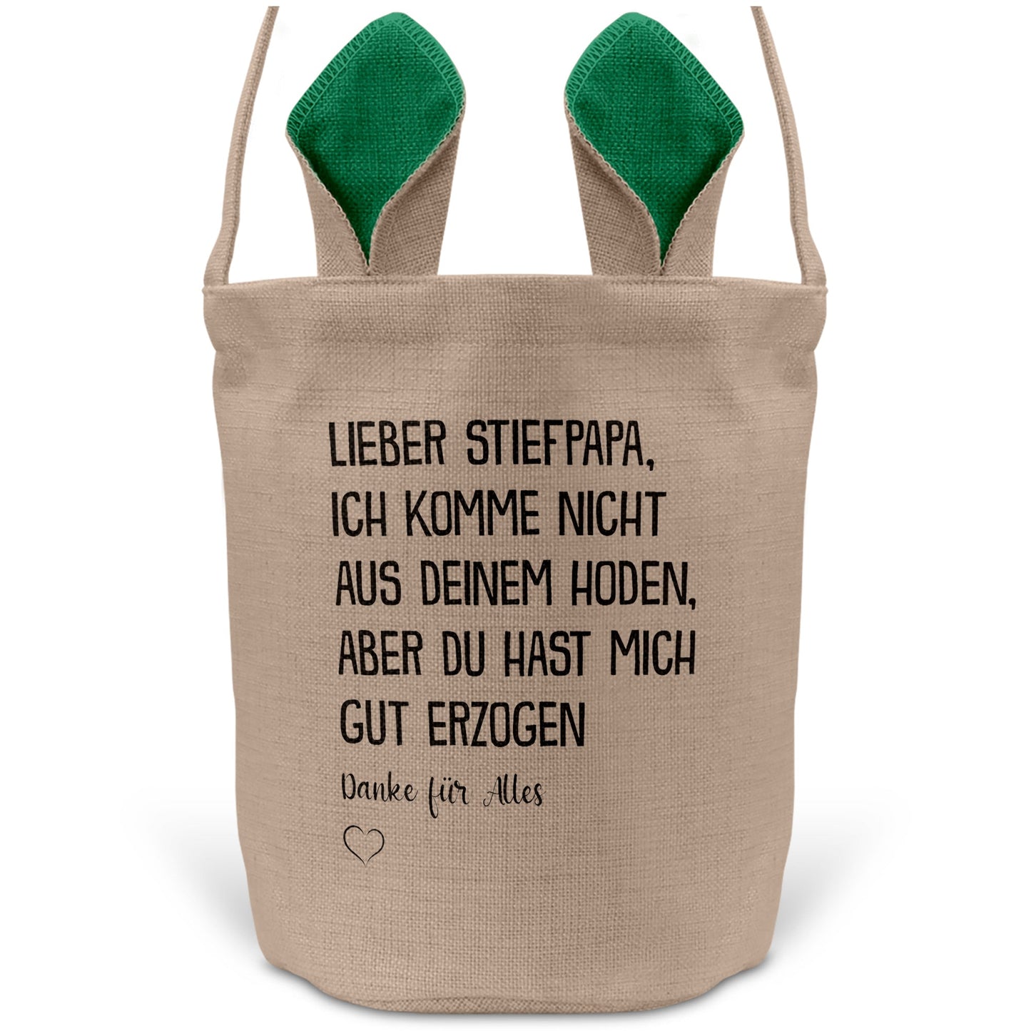 22Feels® Stiefpapa Stiefvater Osterkorb mit Henkel Ostergeschenk Tragetasche Ostern Deko Osternest Körbchen Hasenohren (Beige/Grün)-Ostern Tragetasche-22Feels