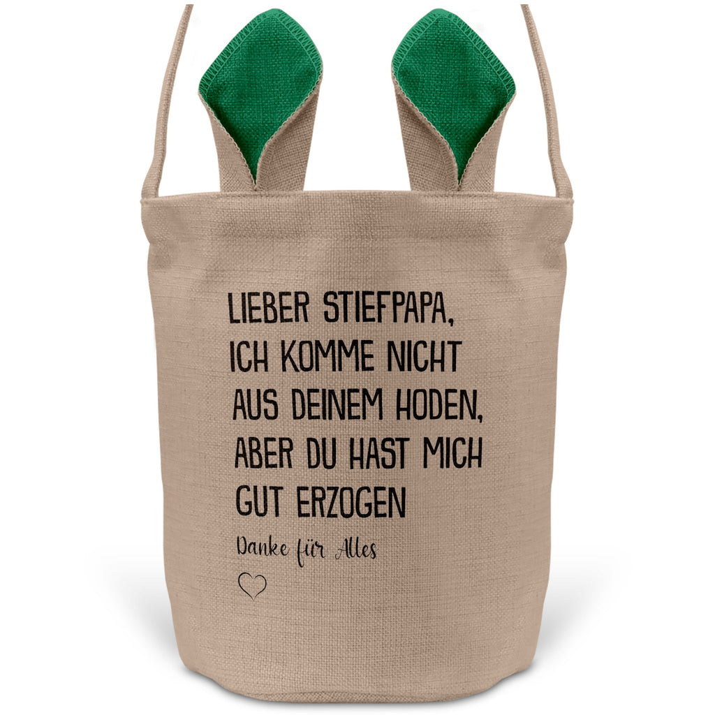 22Feels® Stiefpapa Stiefvater Osterkorb mit Henkel Ostergeschenk Tragetasche Ostern Deko Osternest Körbchen Hasenohren (Beige/Grün)-Ostern Tragetasche-22Feels