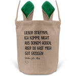 22Feels® Stiefpapa Stiefvater Osterkorb mit Henkel Ostergeschenk Tragetasche Ostern Deko Osternest Körbchen Hasenohren (Beige/Grün)-Ostern Tragetasche-22Feels