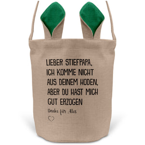 22Feels® Stiefpapa Stiefvater Osterkorb mit Henkel Ostergeschenk Tragetasche Ostern Deko Osternest Körbchen Hasenohren (Beige/Grün)-Ostern Tragetasche-22Feels