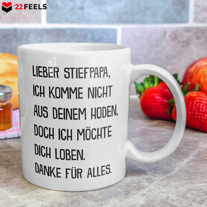 22Feels® Geschenk für Stiefpapas - Tasse mit Spruch: Ich Möchte Dich Loben (Weiss, 320ml)-Weisse Tasse 320ml-22Feels