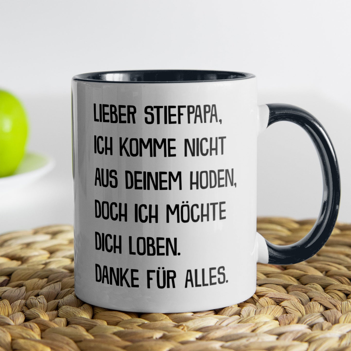 22Feels® Stiefvater Geschenk - Tasse mit Spruch (Weiss-Schwarz, 320ml)-TwoTone Tasse Weiss-Schwarz 320ml-22Feels