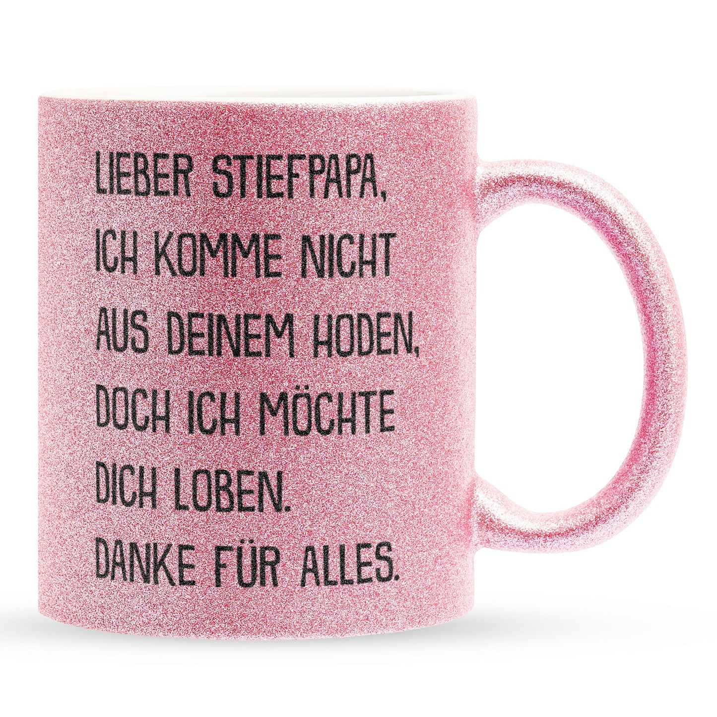 22Feels® Stiefvater Geschenk - Glitzertasse mit Spruch (Pink, 320ml)-Glitzertasse Pink 320ml-22Feels