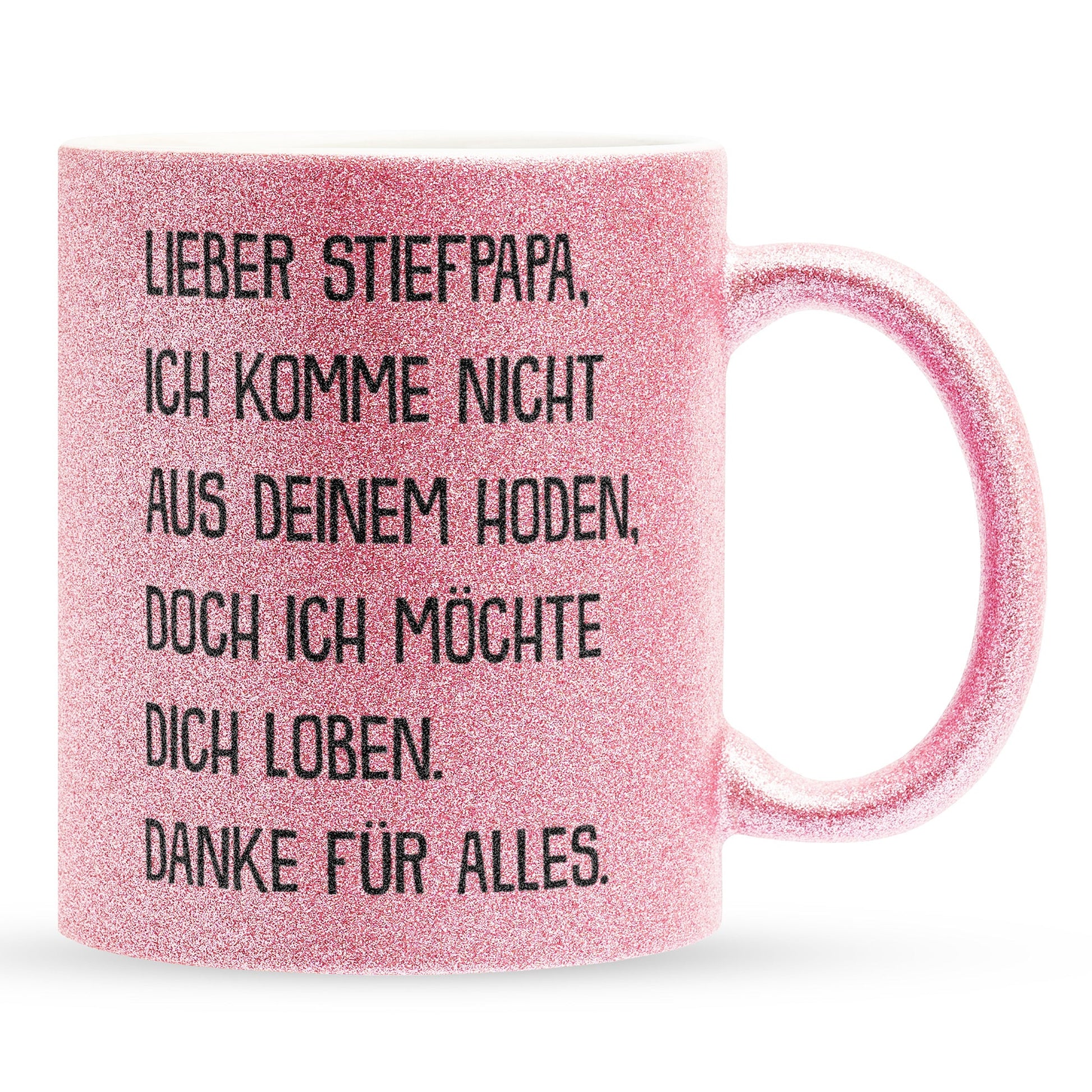 22Feels® Stiefvater Geschenk - Glitzertasse mit Spruch (Pink, 320ml)-Glitzertasse Pink 320ml-22Feels