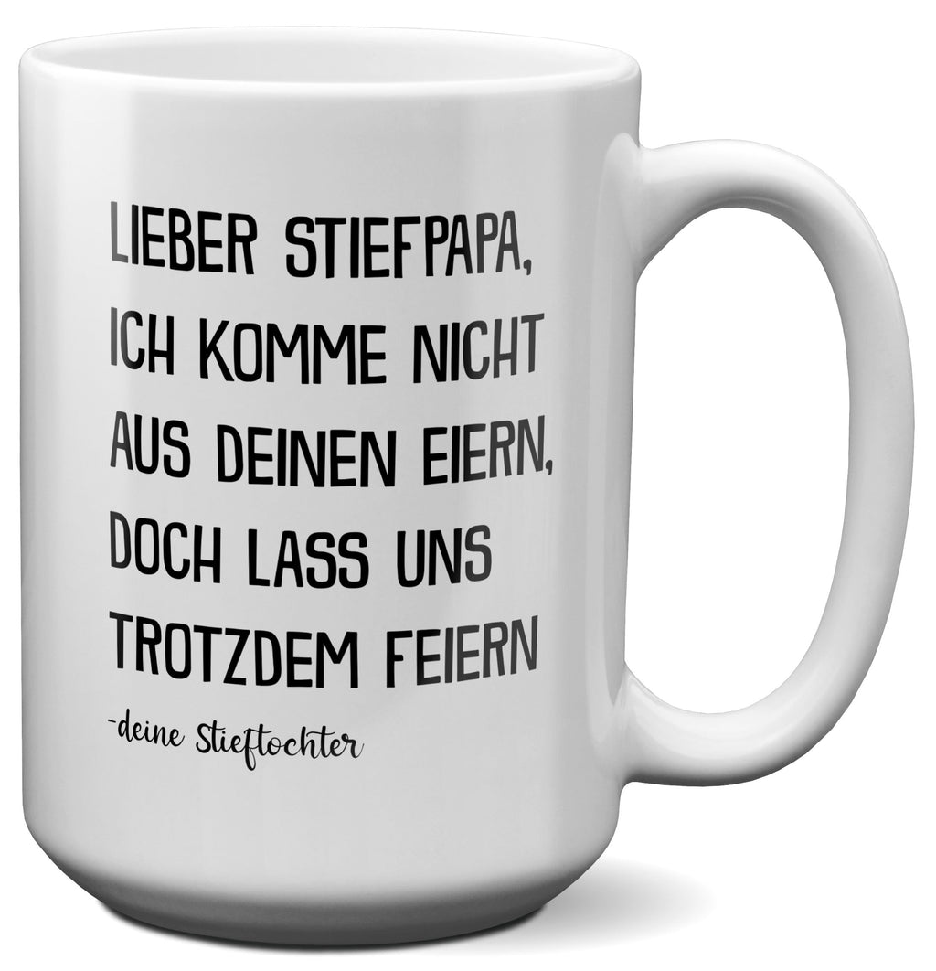 22Feels® Stiefvater Geschenk von Stieftochter - XL Tasse mit Spruch (Weiss, 440ml)-Weisse XL Tasse 440ml-22Feels