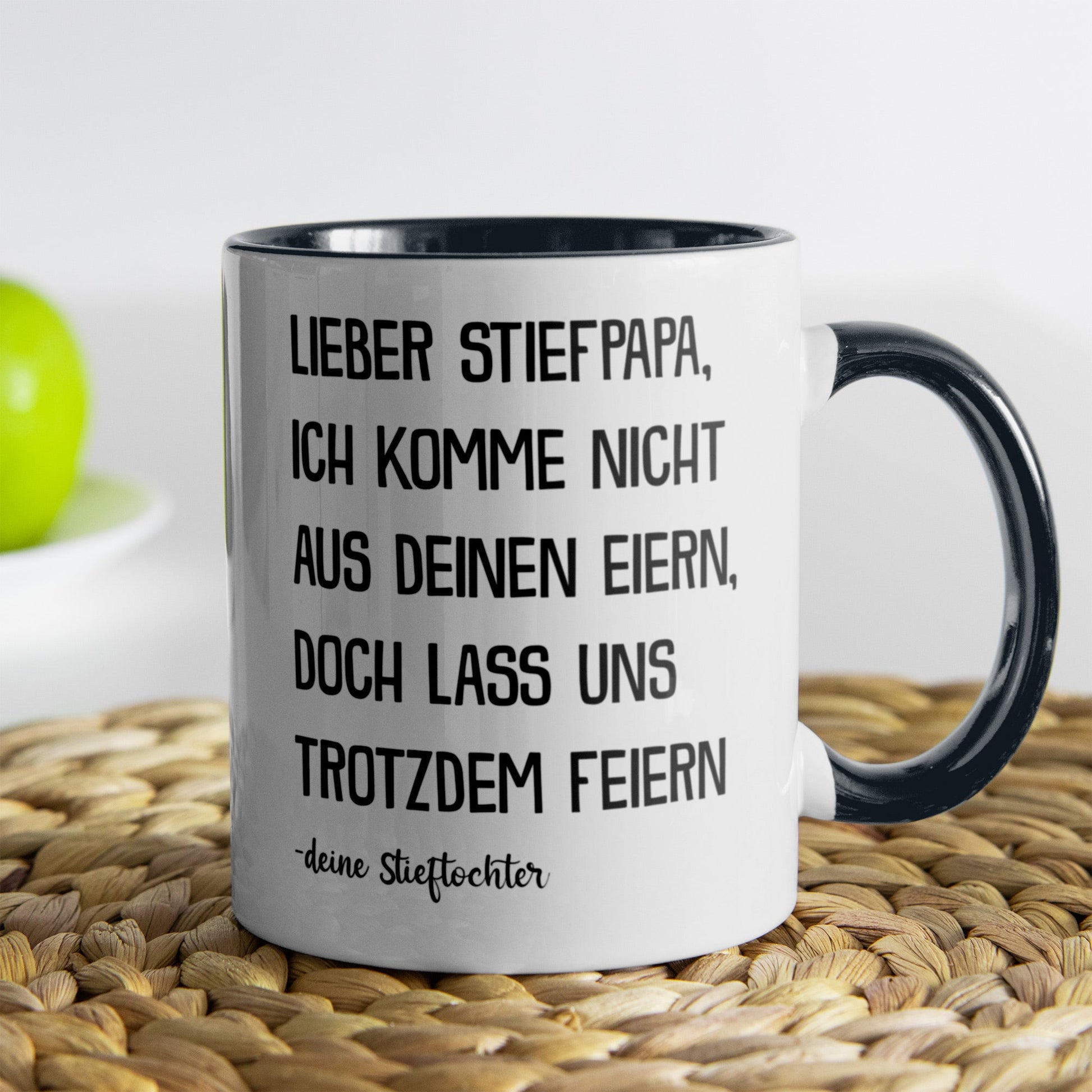 22Feels® Stiefvater Geschenk von Stieftochter - Tasse mit Spruch (Weiss-Schwarz, 320ml)-TwoTone Tasse Weiss-Schwarz 320ml-22Feels
