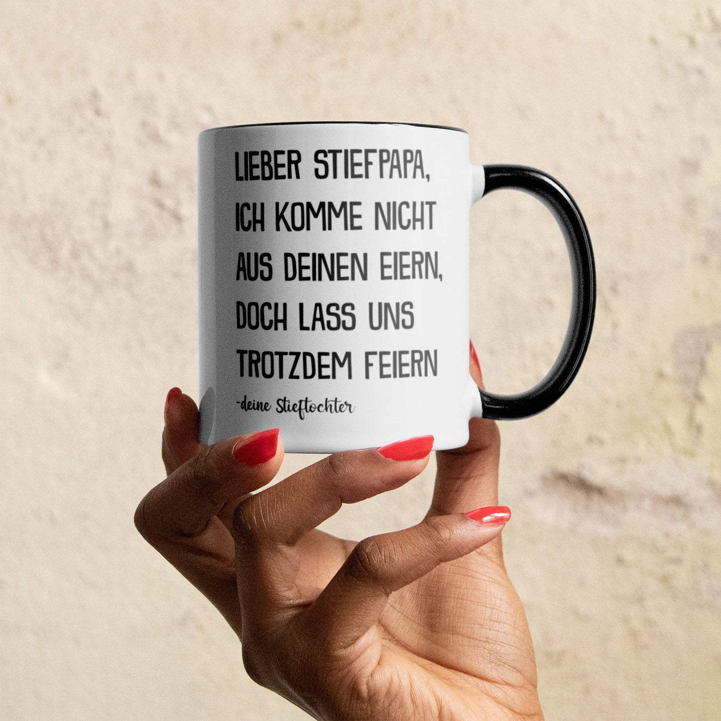 22Feels® Stiefvater Geschenk von Stieftochter - Tasse mit Spruch (Weiss-Schwarz, 320ml)-TwoTone Tasse Weiss-Schwarz 320ml-22Feels