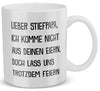 22Feels® Geschenk für Stiefpapas - Tasse mit Spruch: Lass Uns Trotzdem Feiern (Weiss, 320ml)-Weisse Tasse 320ml-22Feels