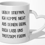 22Feels® Stiefvater Geschenk - Tasse mit Spruch: Lass uns feiern (Herzhenkel, Weiss, 320ml)-Tasse Weiss Herzhenkel 320ml-22Feels