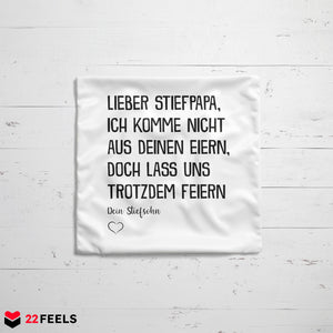 22Feels® Stiefvater Geschenk - Kissen mit Spruch (Weiss 40x40cm)-Kissen Weiss 40x40-22Feels