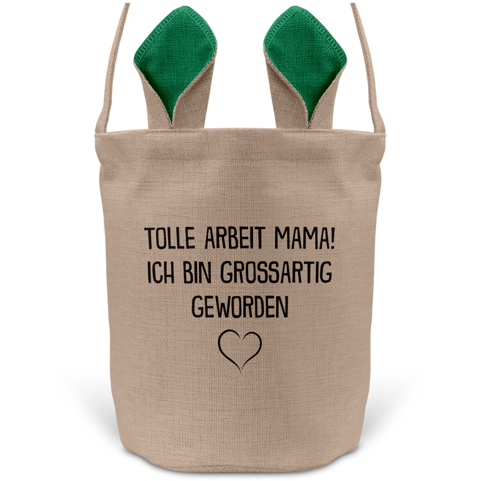22Feels® Mama Osterkorb Mutter mit Henkel Ostergeschenk Tragetasche Ostern Deko Osternest Körbchen Hasenohren (Beige/Grün)-Ostern Tragetasche-22Feels