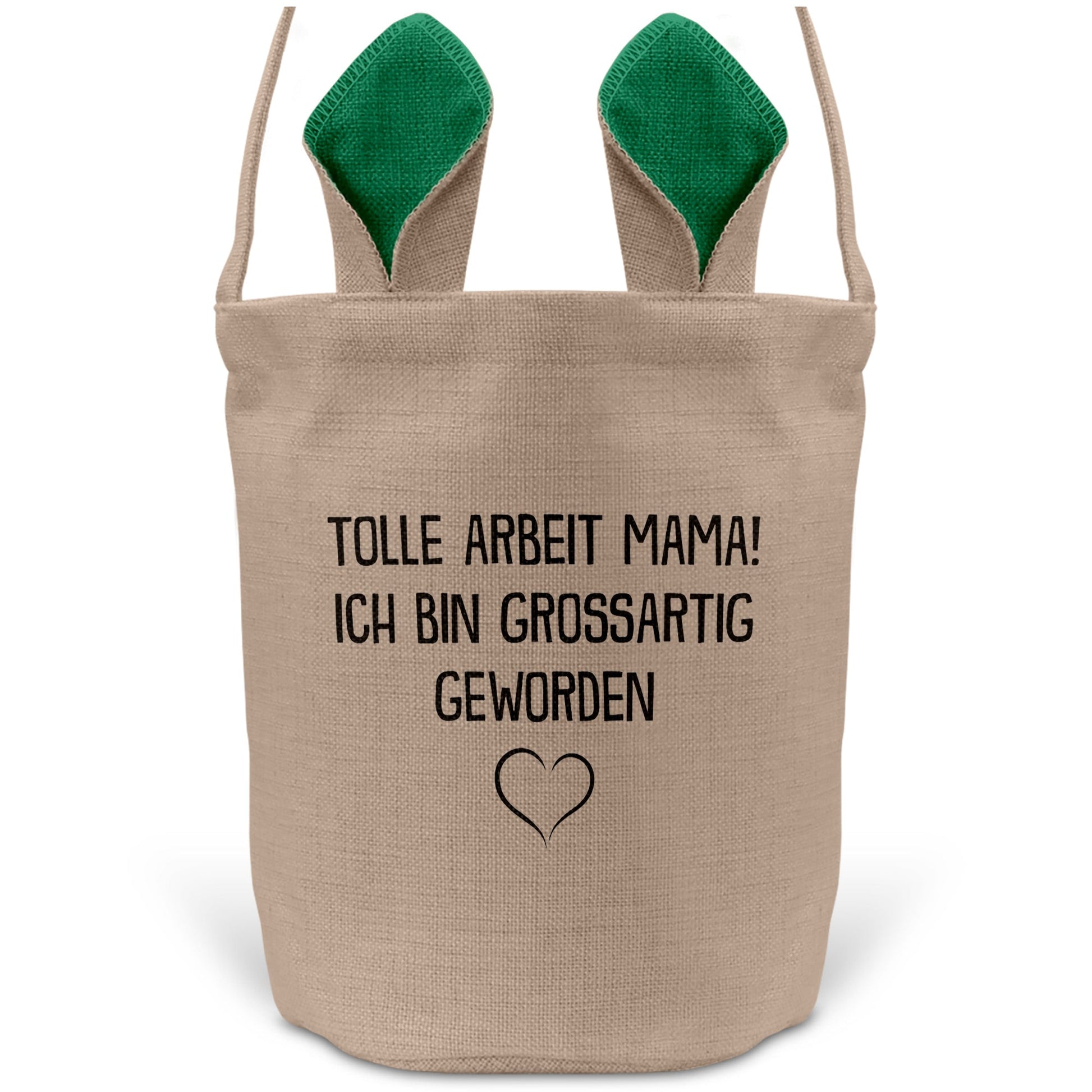 22Feels® Mama Osterkorb Mutter mit Henkel Ostergeschenk Tragetasche Ostern Deko Osternest Körbchen Hasenohren (Beige/Grün)-Ostern Tragetasche-22Feels