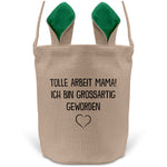 22Feels® Mama Osterkorb Mutter mit Henkel Ostergeschenk Tragetasche Ostern Deko Osternest Körbchen Hasenohren (Beige/Grün)-Ostern Tragetasche-22Feels