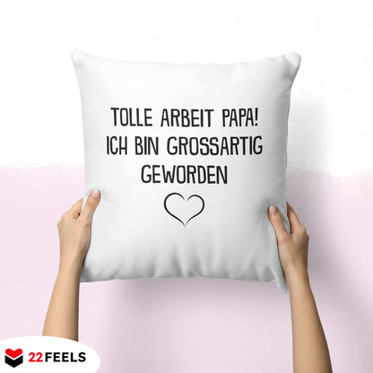 22Feels® Papa Geschenk - Kissen mit Spruch (Weiss 40x40cm)-Kissen Weiss 40x40-22Feels