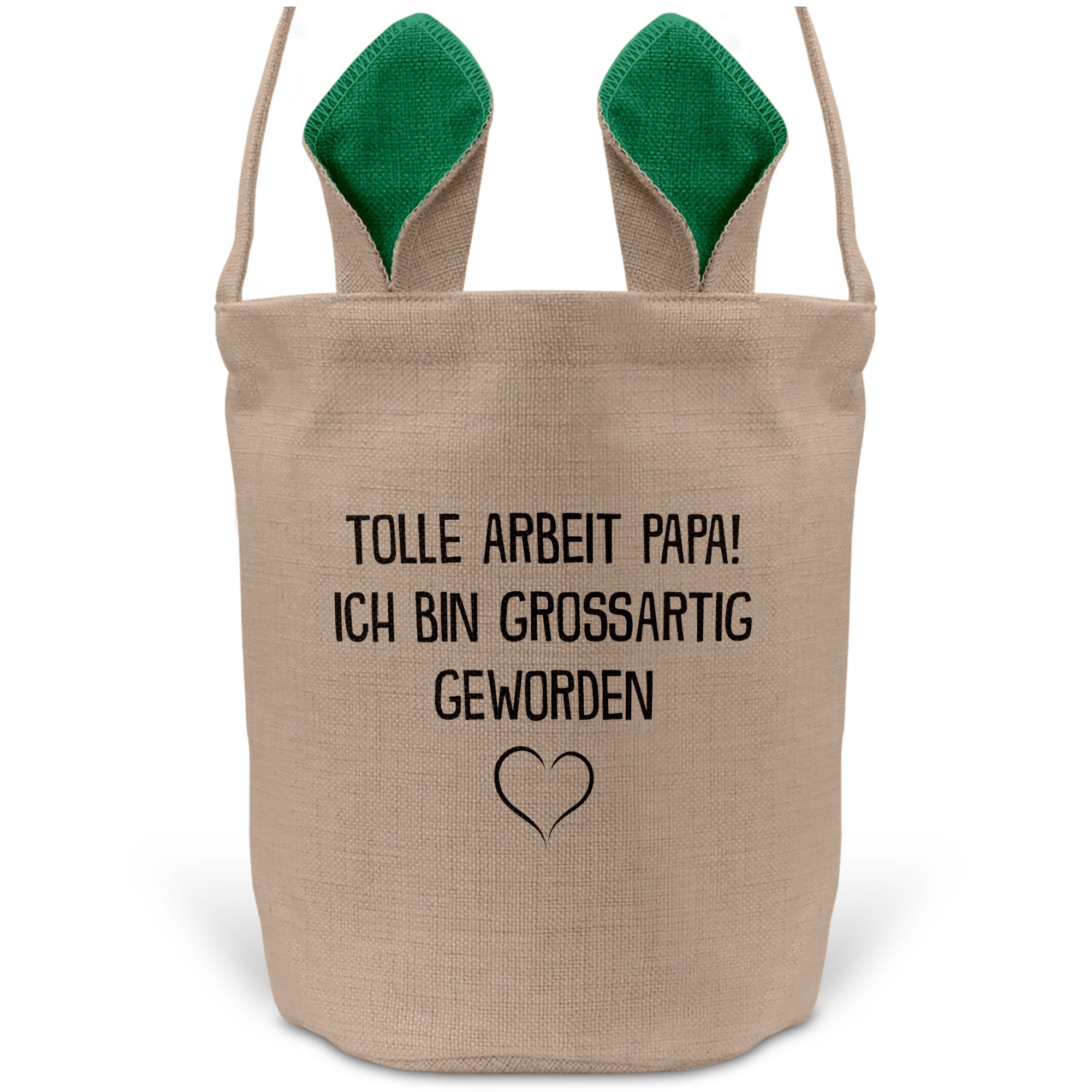 22Feels® Papa Osterkorb Vater mit Henkel Ostergeschenk Tragetasche Ostern Deko Osternest Körbchen Hasenohren (Beige/Grün)-Ostern Tragetasche-22Feels