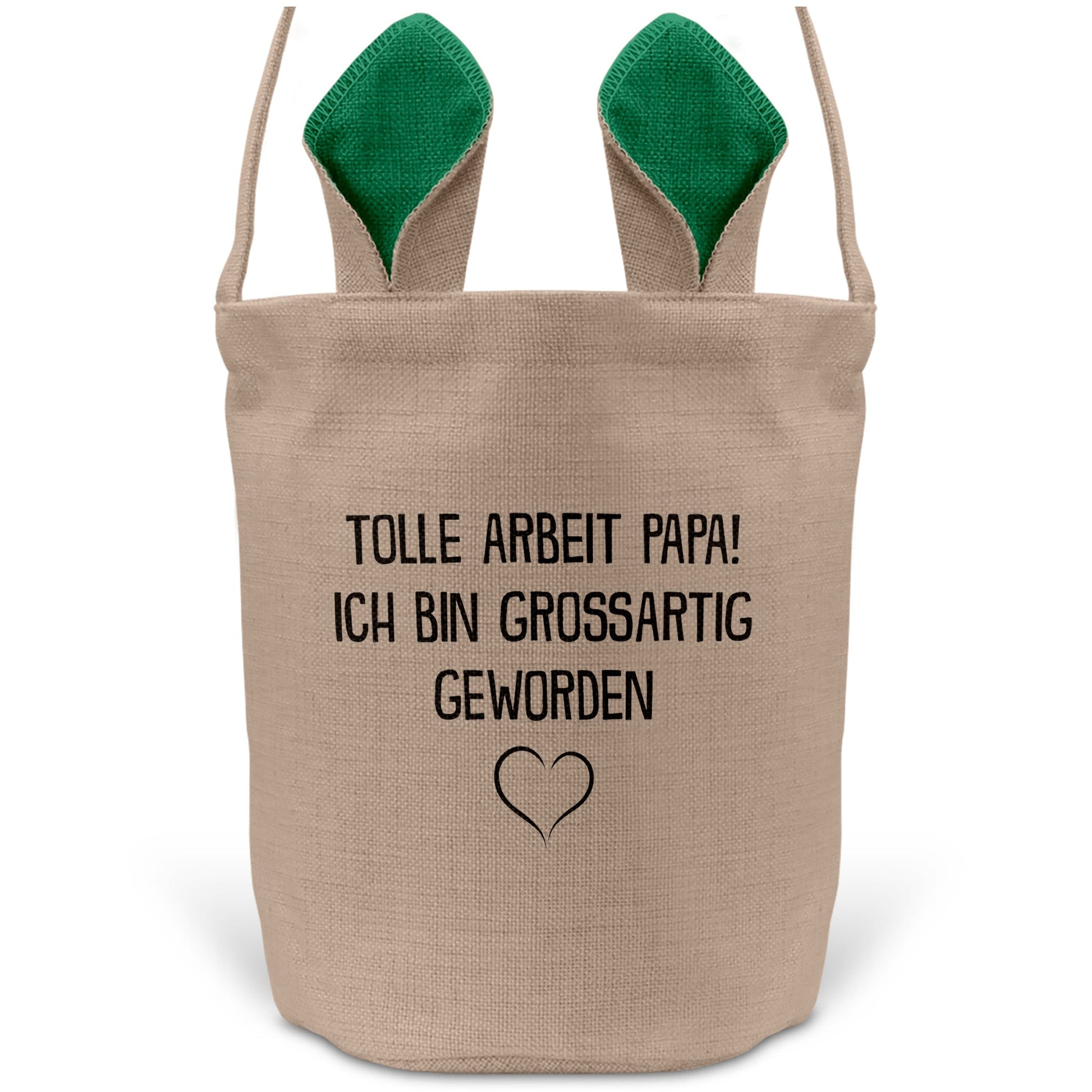 22Feels® Papa Osterkorb Vater mit Henkel Ostergeschenk Tragetasche Ostern Deko Osternest Körbchen Hasenohren (Beige/Grün)-Ostern Tragetasche-22Feels