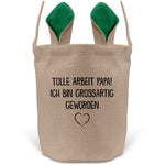 22Feels® Papa Osterkorb Vater mit Henkel Ostergeschenk Tragetasche Ostern Deko Osternest Körbchen Hasenohren (Beige/Grün)-Ostern Tragetasche-22Feels
