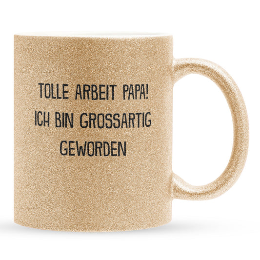 22Feels® Papa Geschenk - Glitzertasse mit Spruch (Gold, 320ml)-Glitzertasse Gold 320ml-22Feels
