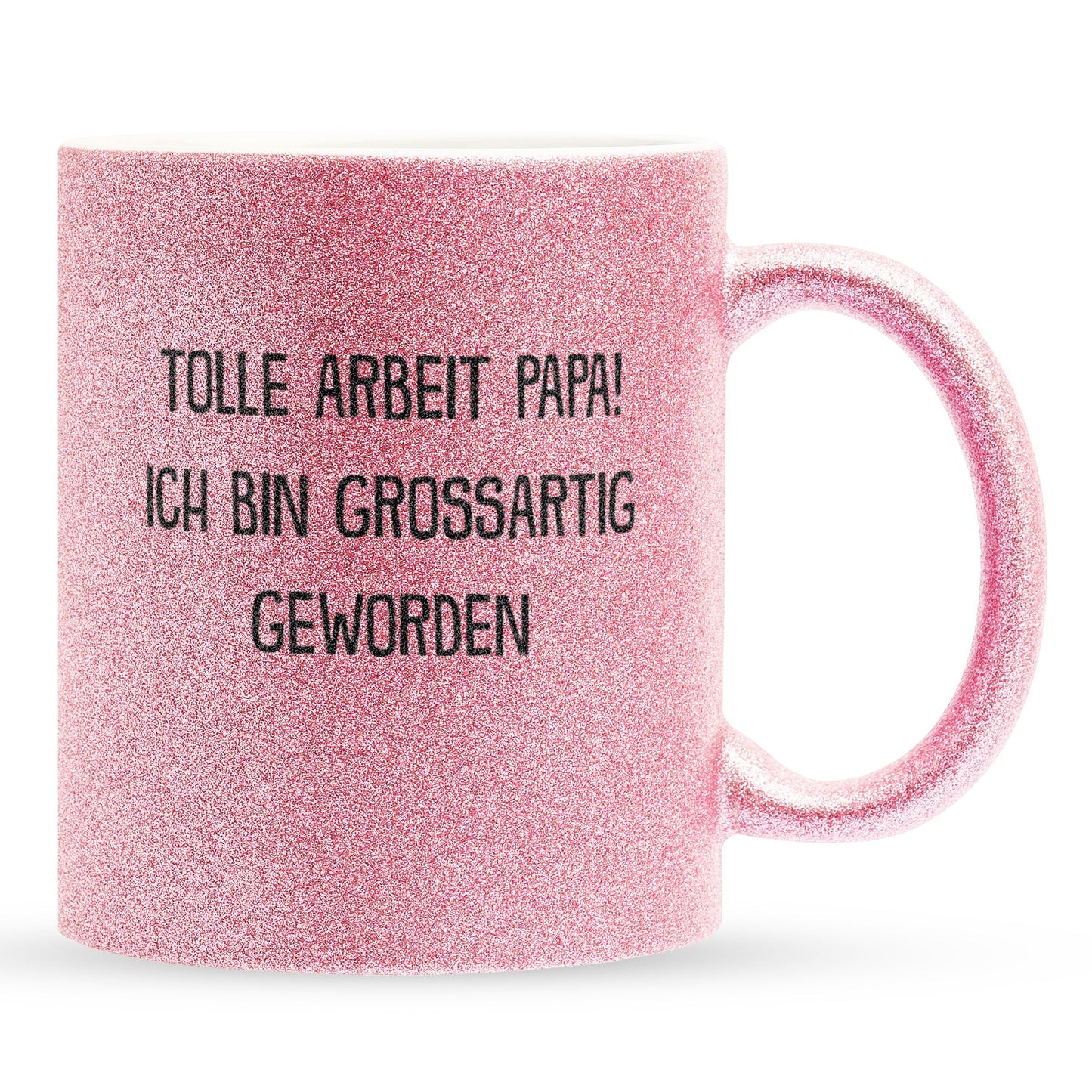 22Feels® Papa Geschenk - Glitzertasse mit Spruch (Pink, 320ml)-Glitzertasse Pink 320ml-22Feels