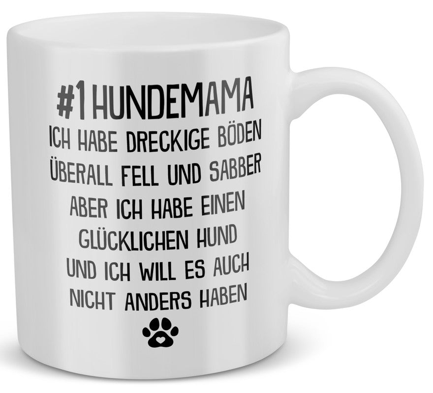 22Feels® Geschenk für Hunde-Frauchen - Tasse mit Spruch: #1 Hundemama (Weiss, 320ml)-Weisse Tasse 320ml-22Feels