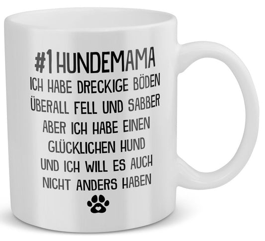 22Feels® Geschenk für Hunde-Frauchen - Tasse mit Spruch: #1 Hundemama (Weiss, 320ml)-Weisse Tasse 320ml-22Feels
