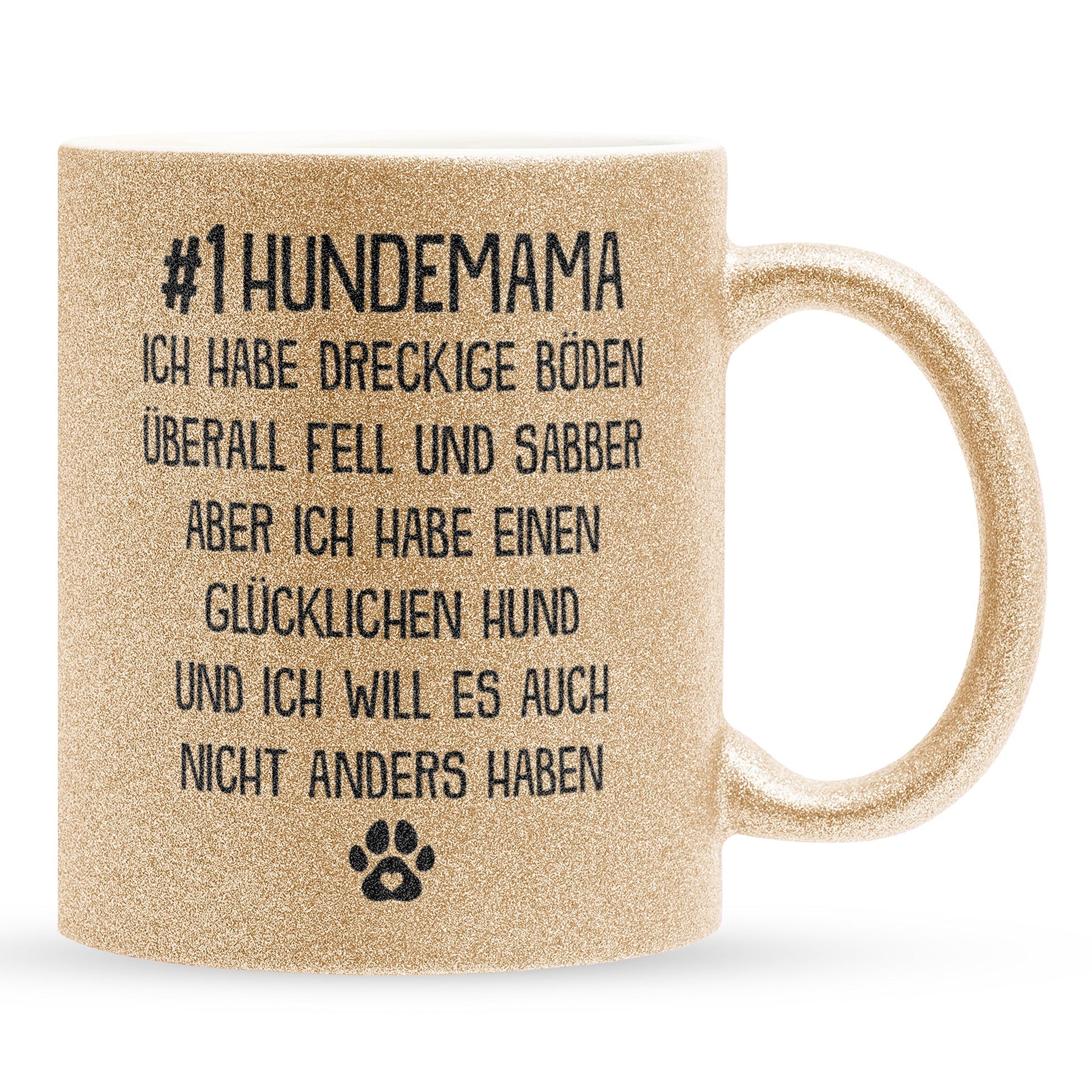 22Feels® Hundemama Geschenk - Glitzertasse mit Spruch (Gold, 320ml)-Glitzertasse Gold 320ml-22Feels